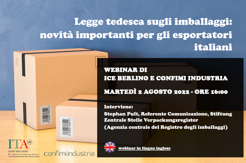 Webinar Ice Berlino Legge tedesca su imballaggi 2 agosto 2022 ore 16