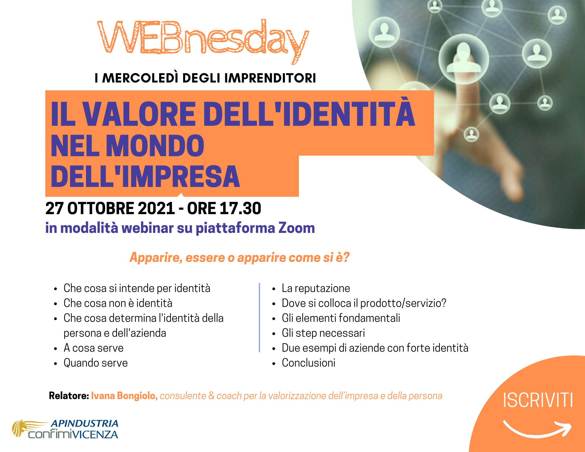 Webnesday 27 ottobre Il valore dellidentità nel mondo dellimpresa
