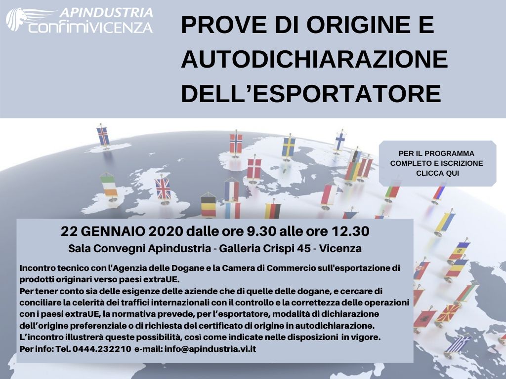 Prove di origine e autodichiarazione dellesportatore