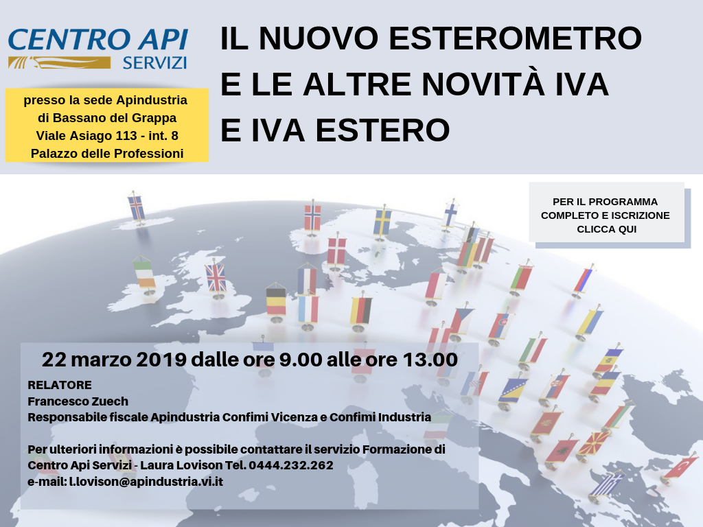 BASSANO IL NUOVO ESTEROMETRO E LE ALTRE NOVITÀ IVA E IVA ESTERO